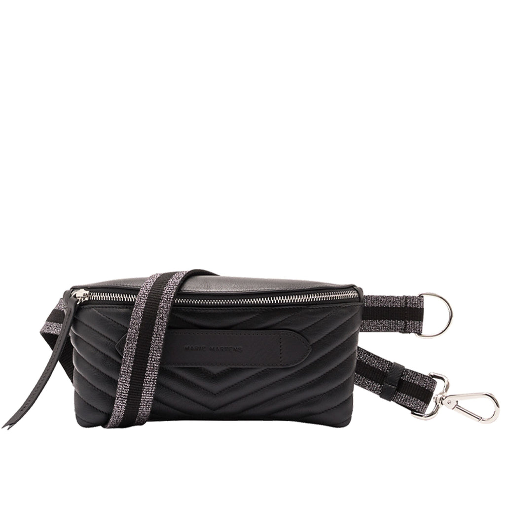 Coachella - Beltbag Marie Martens Black Quilted in natural grain leather - Black zip 