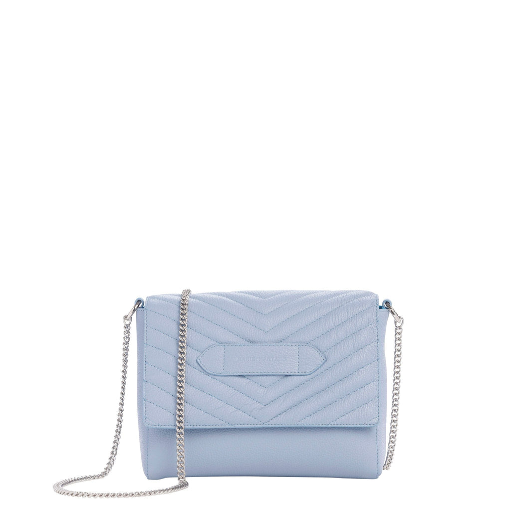 Alibi - Chain Shoulder Bag Marie Martens Light blue suede and grained leather 