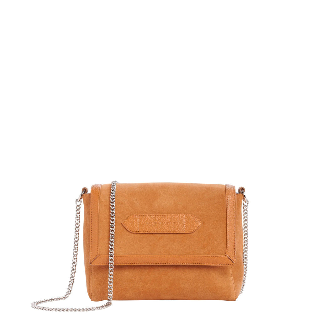 Alibi - Shoulder Bag Marie Martens Camel  in suede and grained leather 