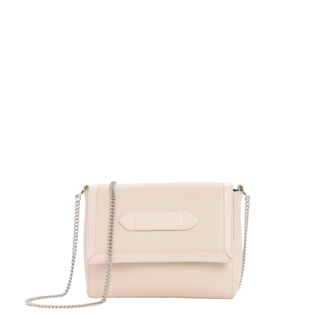 Alibi - Shoulder Bag Chain Marie Martens Cream Quilted in crinkled patent leather and grained leather 