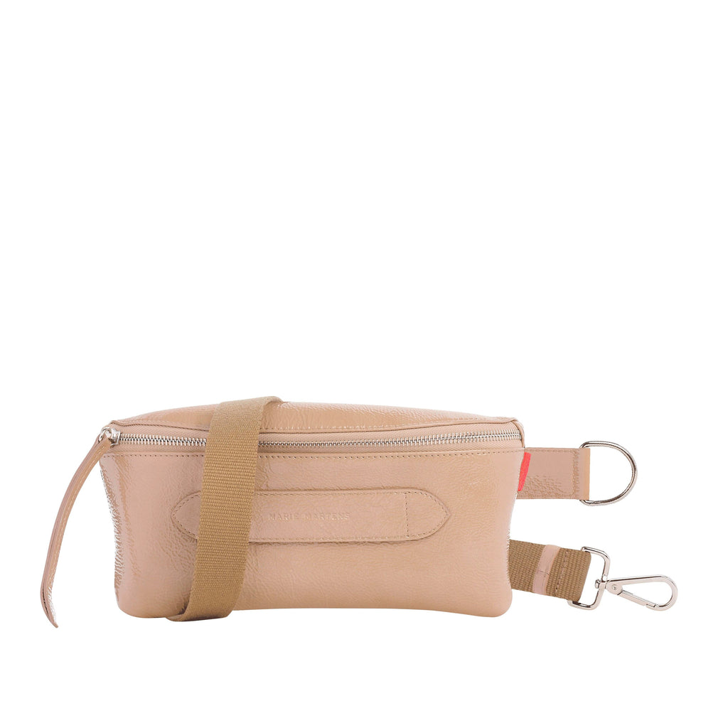 Coachella2 - Beltbag Marie Martens Beige crinkled patent leather - Beige zip 