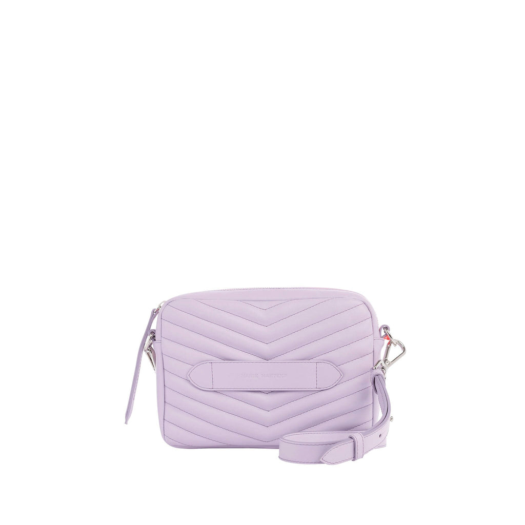 Bento - Shoulder Bag Handbag Marie Martens Lilac Quilted in smooth leather - Pink zip neon 