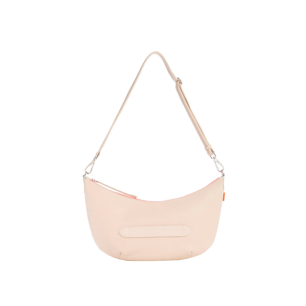 Smile - Cross-over Shoulder Bag Marie Martens Cream in grained leather - Pink zip neon 