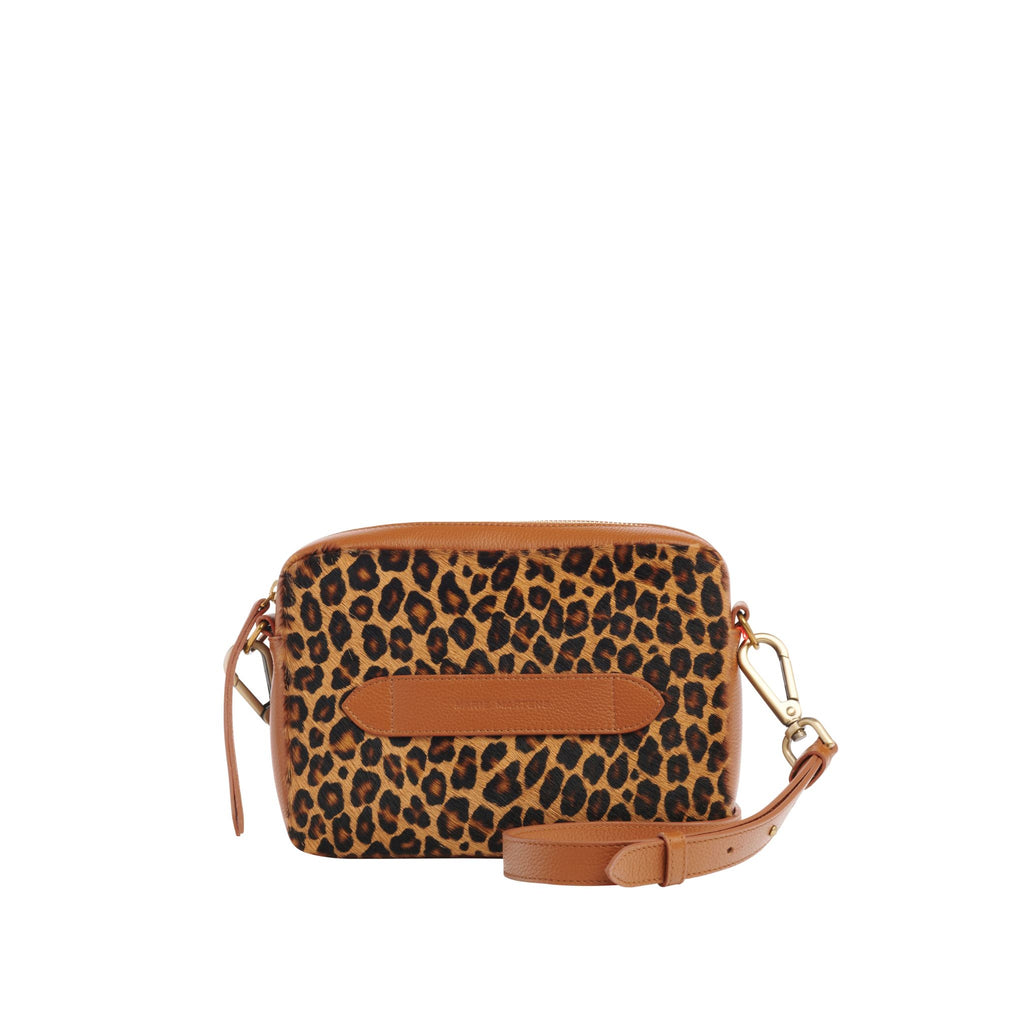 Bento - Shoulder Bag Handbag Marie Martens Camel  & Leopard in pony skin and grained leather - Camel zip 