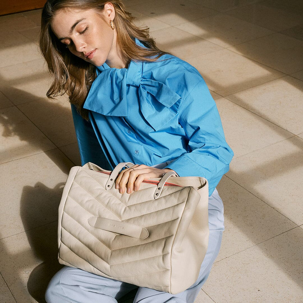 Belleville - Cream Shopping Bag Quilted Shoulder & Hand Bags Marie Martens 