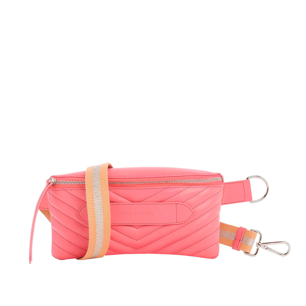 Coachella - Beltbag Marie Martens Peony pink Quilted Smooth leather - Pink zip neon 