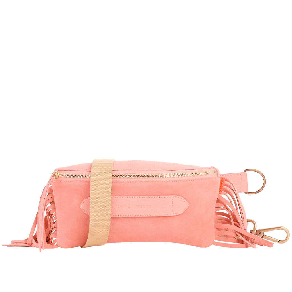 Coachella - Beltbag Marie Martens Rose in suede and grained leather at Fringes - Pink zip 