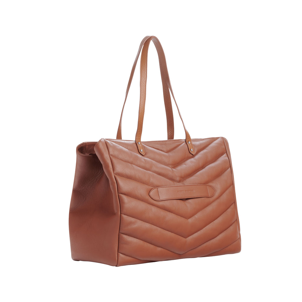 Belleville - Brown Shopping Bag Quilted Shoulder & Hand Bags Marie Martens 