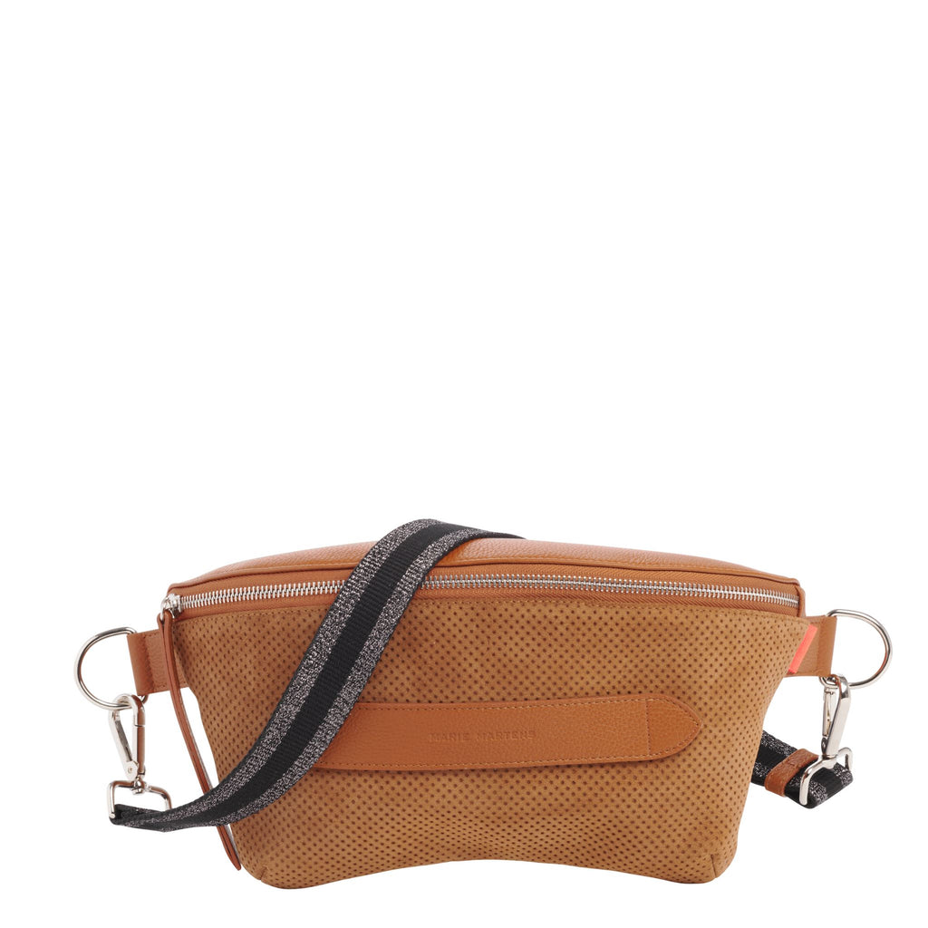 Neufmille - XL Beltbag Marie Martens Camel  in perforated suede and grained leather - Camel zip 