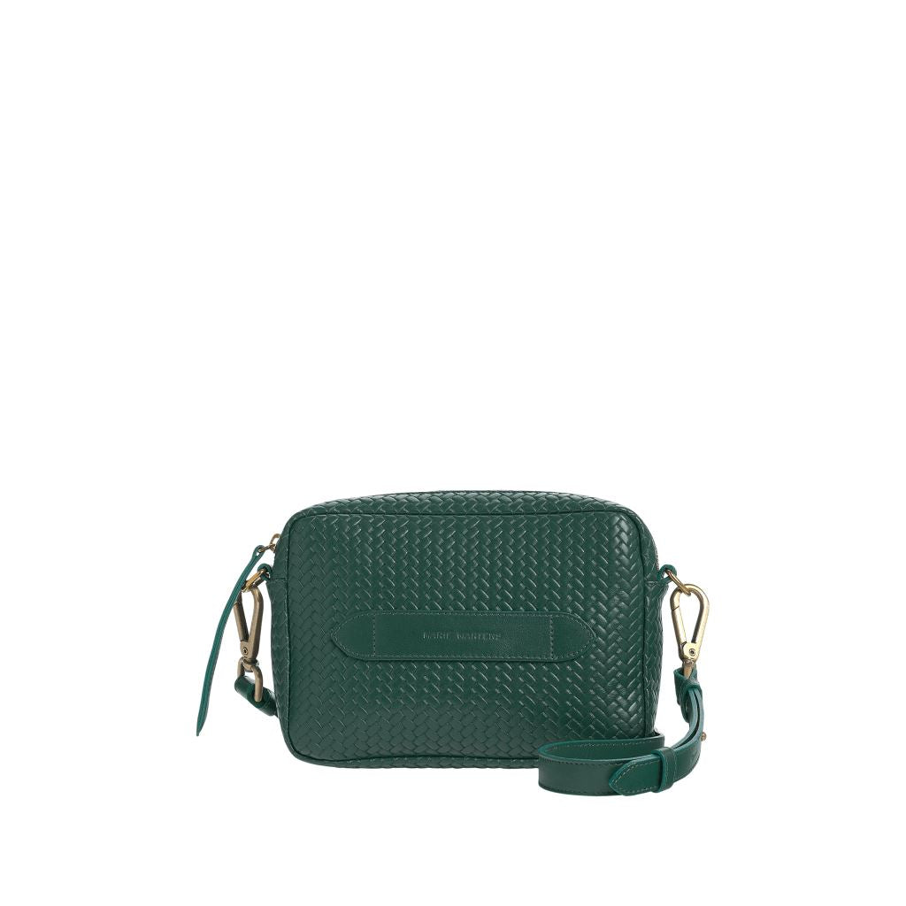 Bento - Woven Shoulder Bag Dark green and BRASS Shoulder Bag Marie Martens 