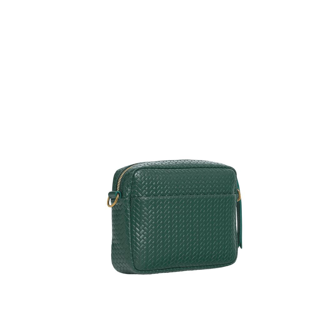 Bento - Woven Shoulder Bag Dark green and BRASS Shoulder Bag Marie Martens 
